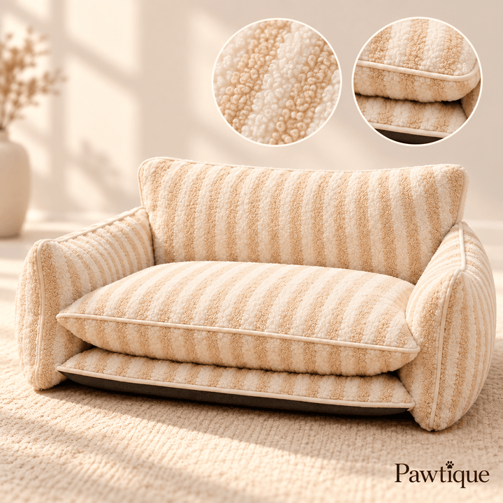 Pawtique StripeNest Faux Lambswool Pet Sofa Bed - Pawtique