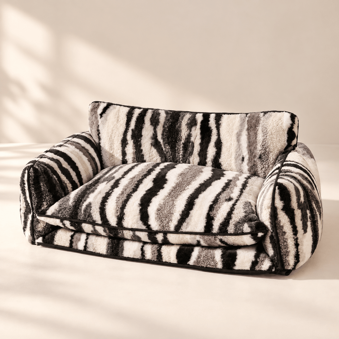 Pawtique StripeNest Faux Lambswool Pet Sofa Bed - Pawtique