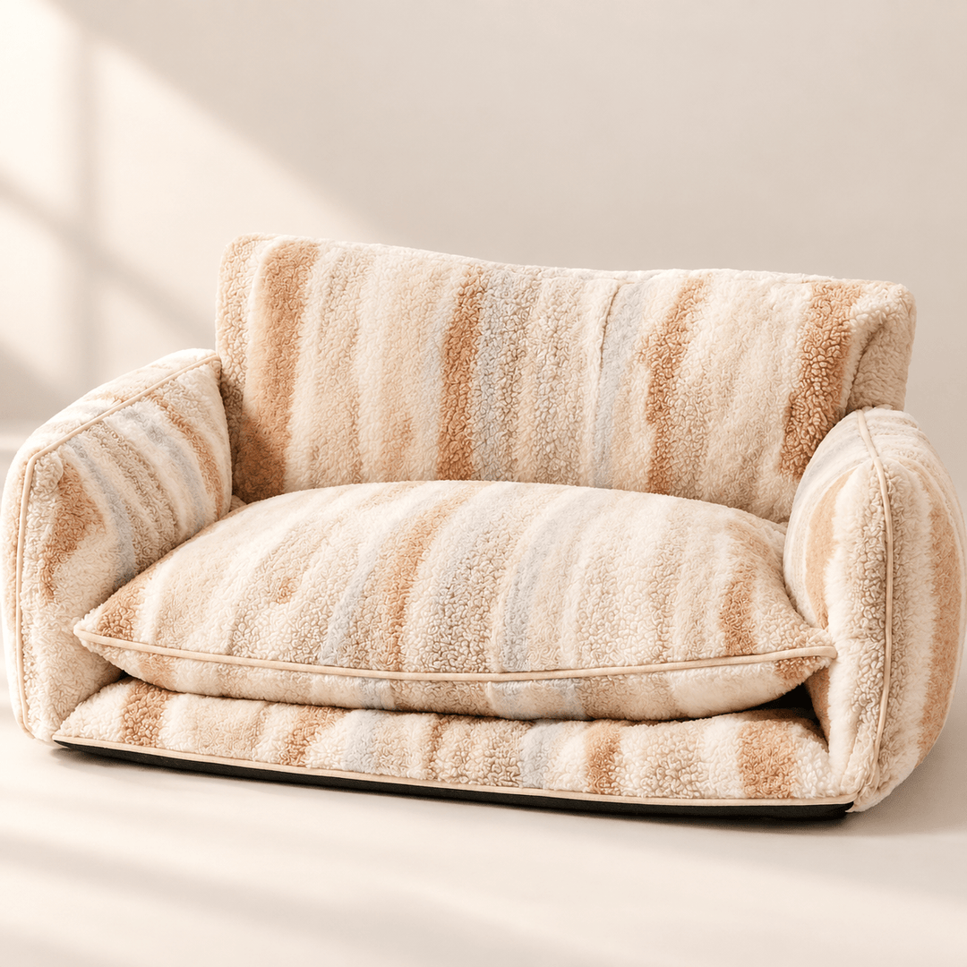 Pawtique StripeNest Faux Lambswool Pet Sofa Bed - Pawtique