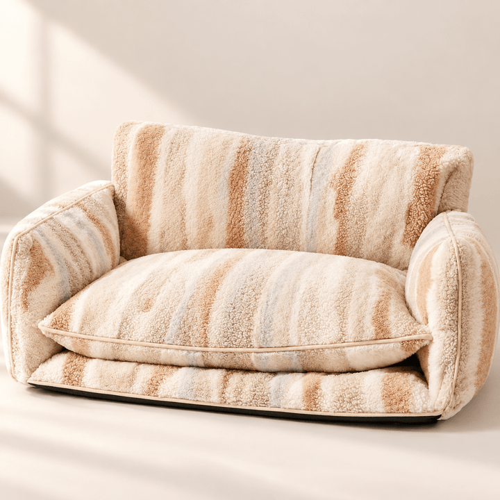 Pawtique StripeNest Faux Lambswool Pet Sofa Bed - Pawtique