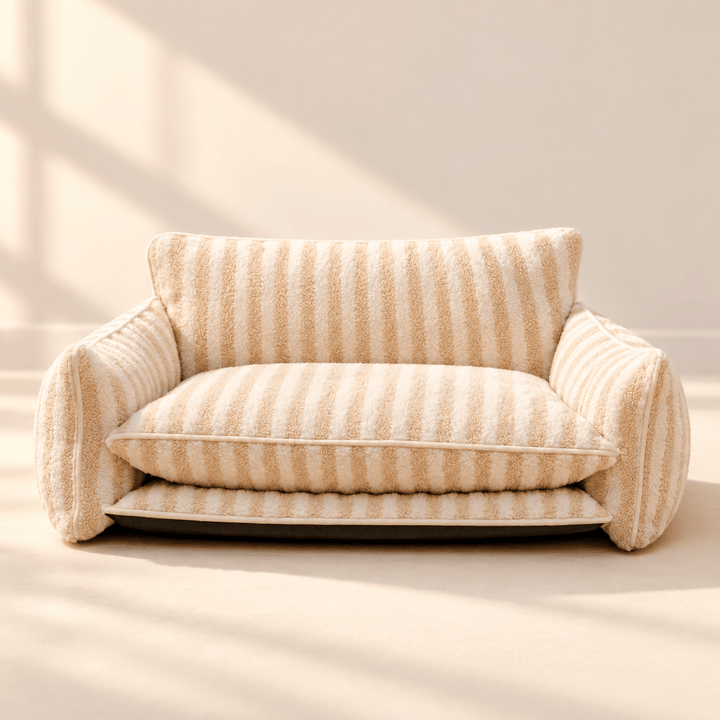 Pawtique StripeNest Faux Lambswool Pet Sofa Bed - Pawtique
