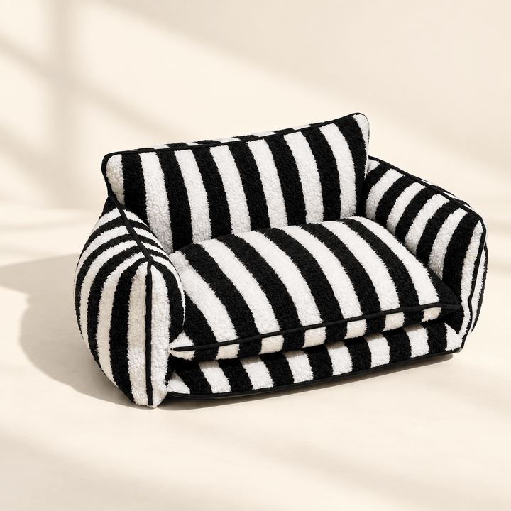 Pawtique StripeNest Faux Lambswool Pet Sofa Bed - Pawtique