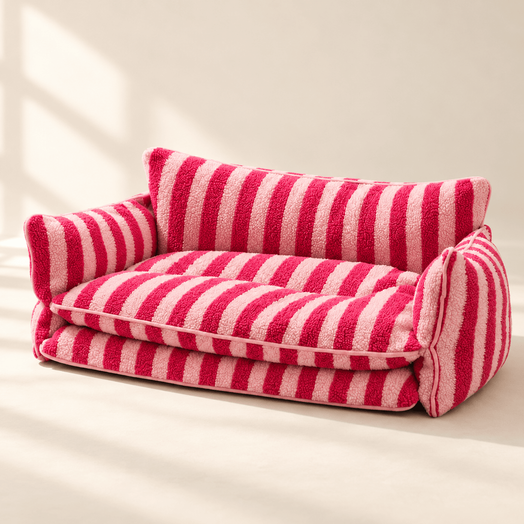 Pawtique StripeNest Faux Lambswool Pet Sofa Bed - Pawtique