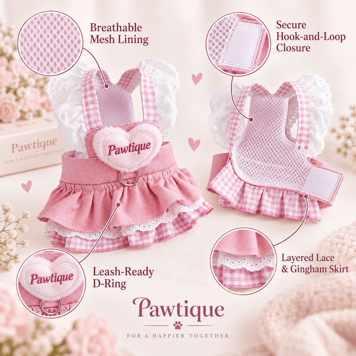 Pawtique Sweetheart™ Pink Skirt Pet Harness - Pawtique