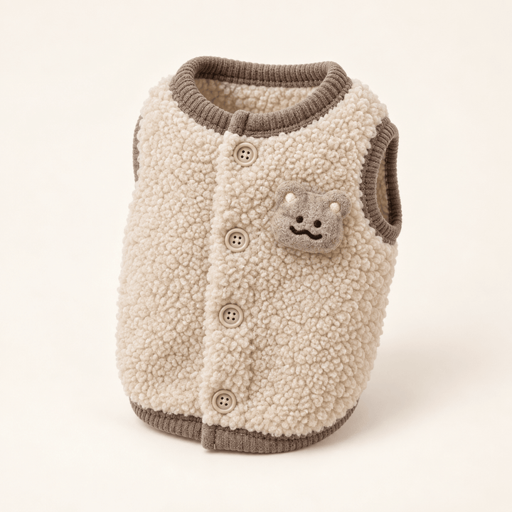 Pawtique TeddySnug™ Sherpa Button Pet Vest - Pawtique