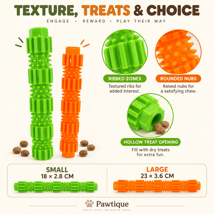 Pawtique TextureStick™ Treat-Fill TPR Dog Chew Toy - Pawtique