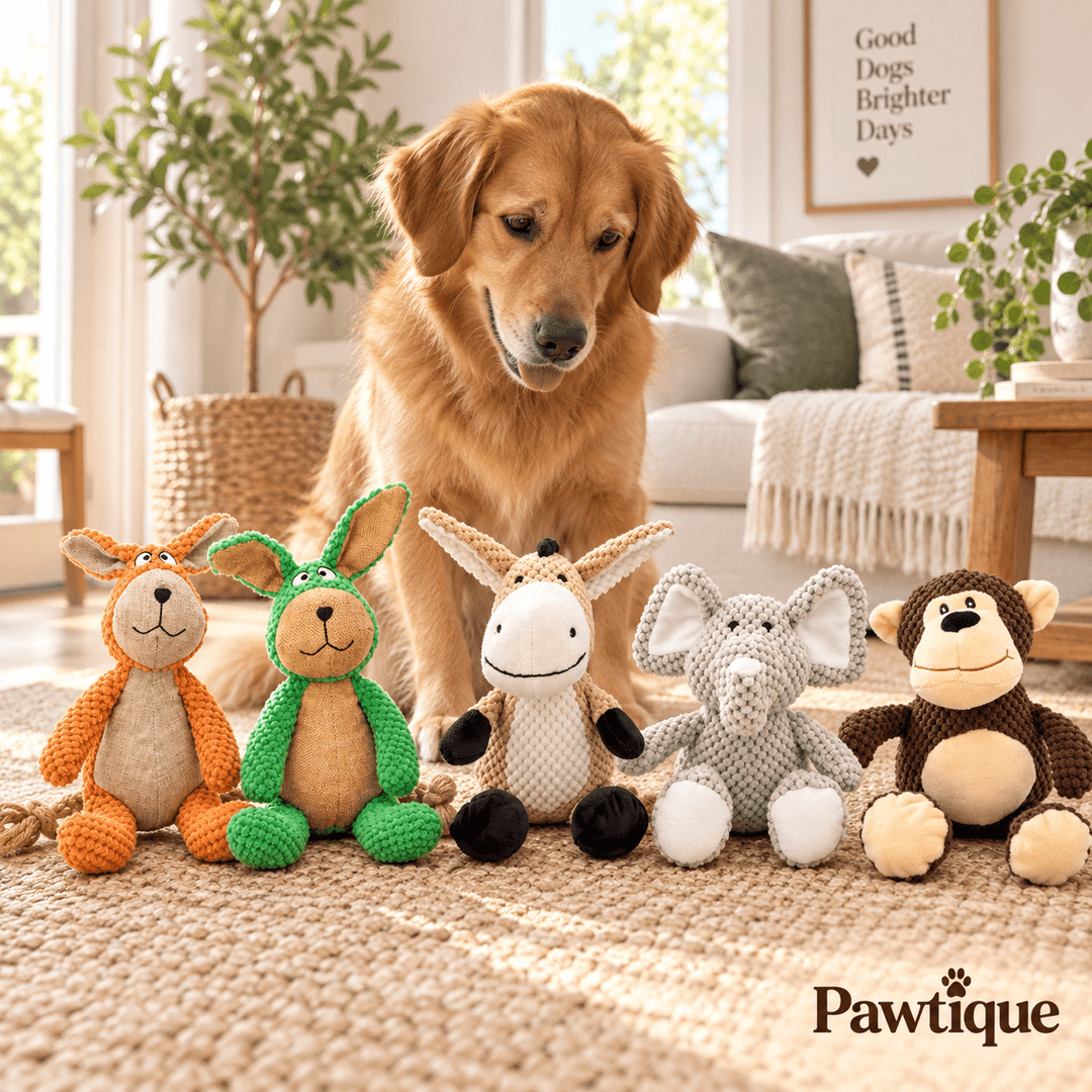 Pawtique TextureTails™ Animal Plush Dog Toy - Pawtique
