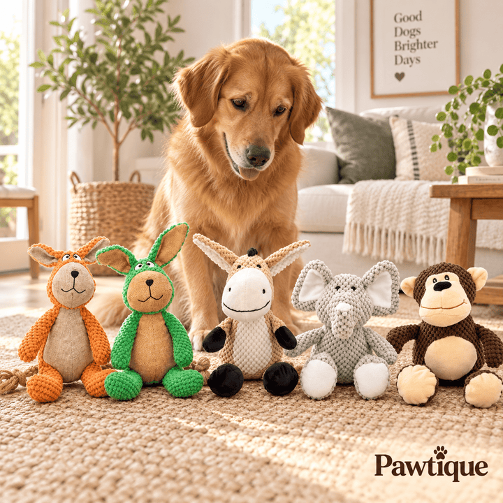 Pawtique TextureTails™ Animal Plush Dog Toy - Pawtique