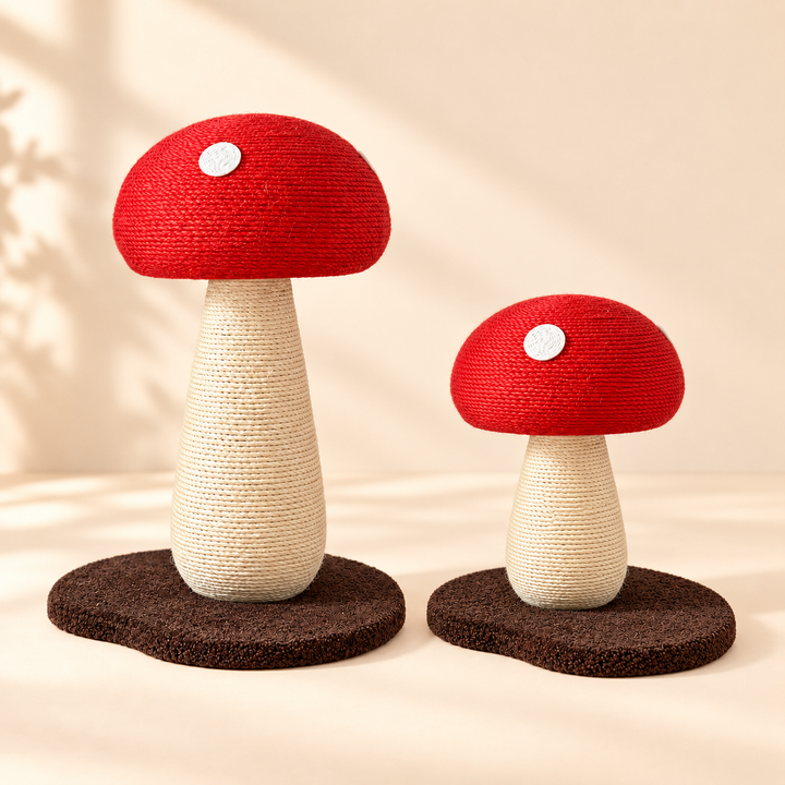 Pawtique ToadstoolTower tall and short red mushroom cat scratcher set