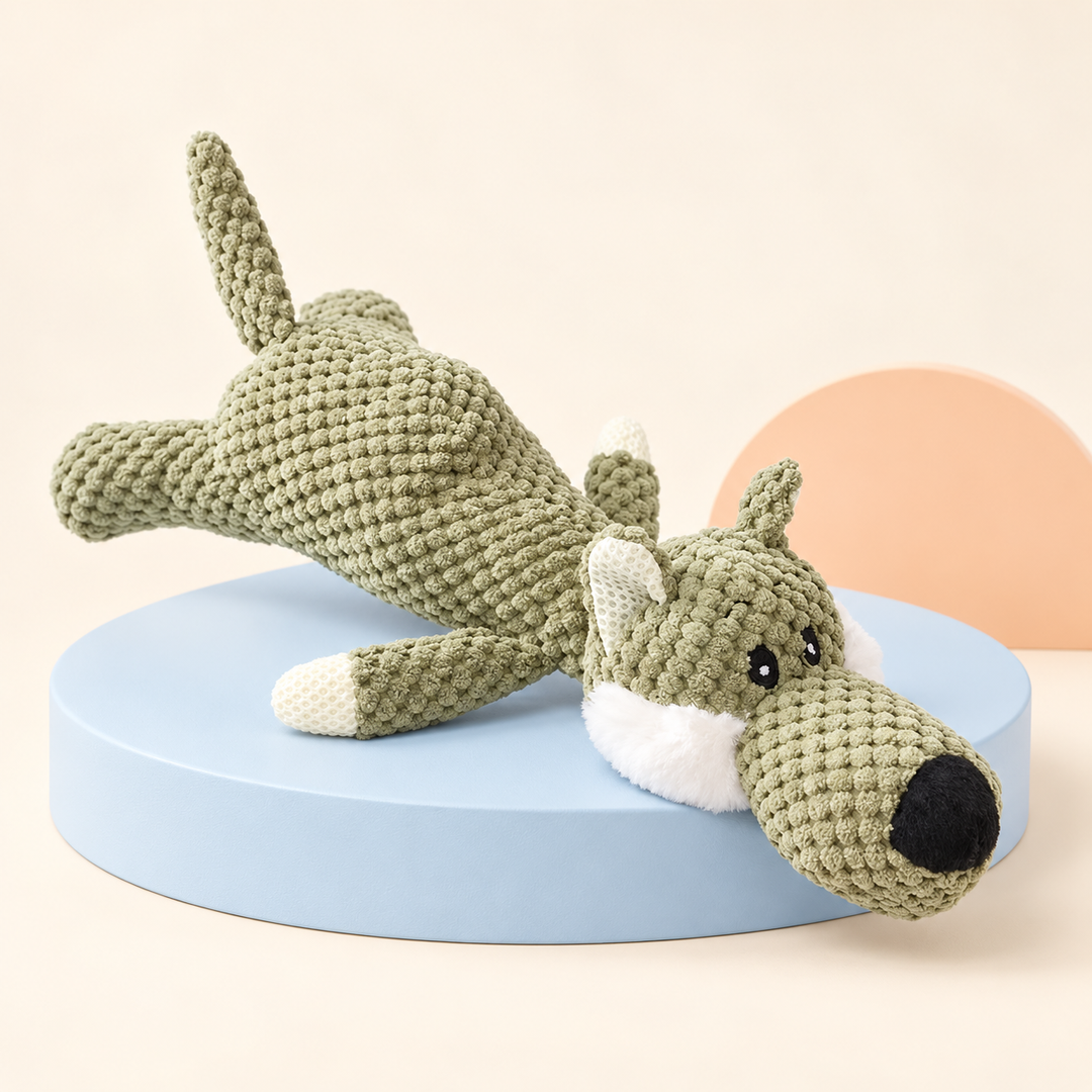 Pawtique ToughPals corduroy wolf plush dog toy