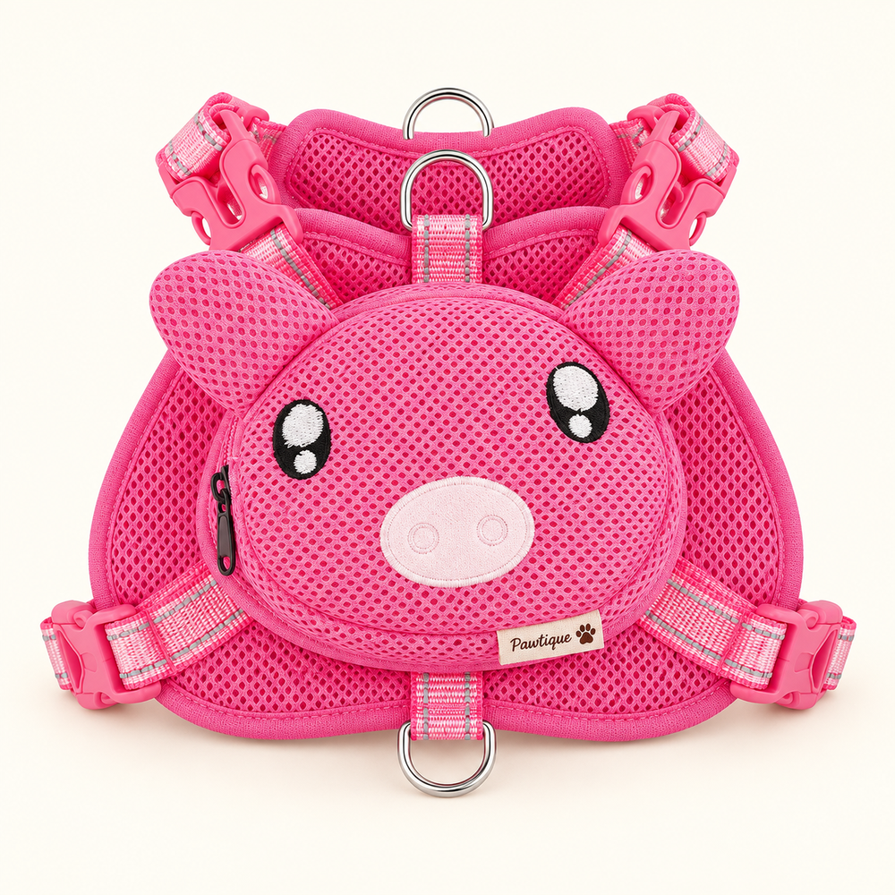 Pawtique TrailCritter pink pig backpack dog harness