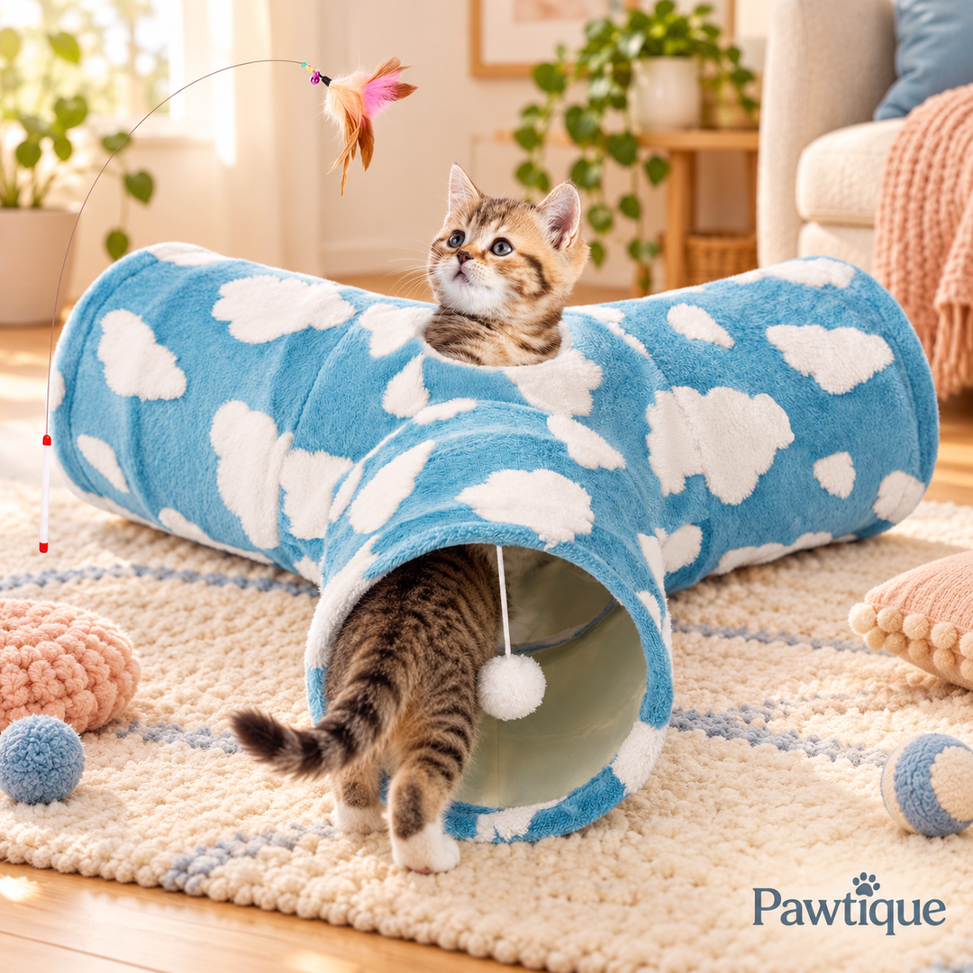 Pawtique three-way cat tunnel lifestyle