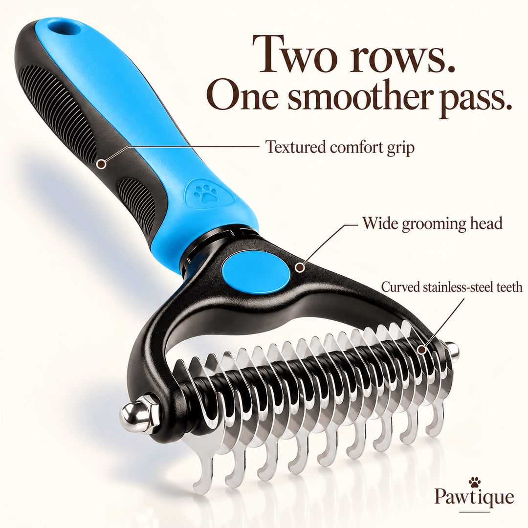 Pawtique TwinGlide™ Dual-Row Undercoat Rake - Pawtique