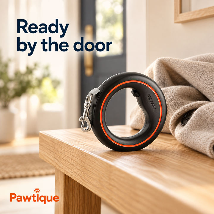 UFO retractable leash entryway detail