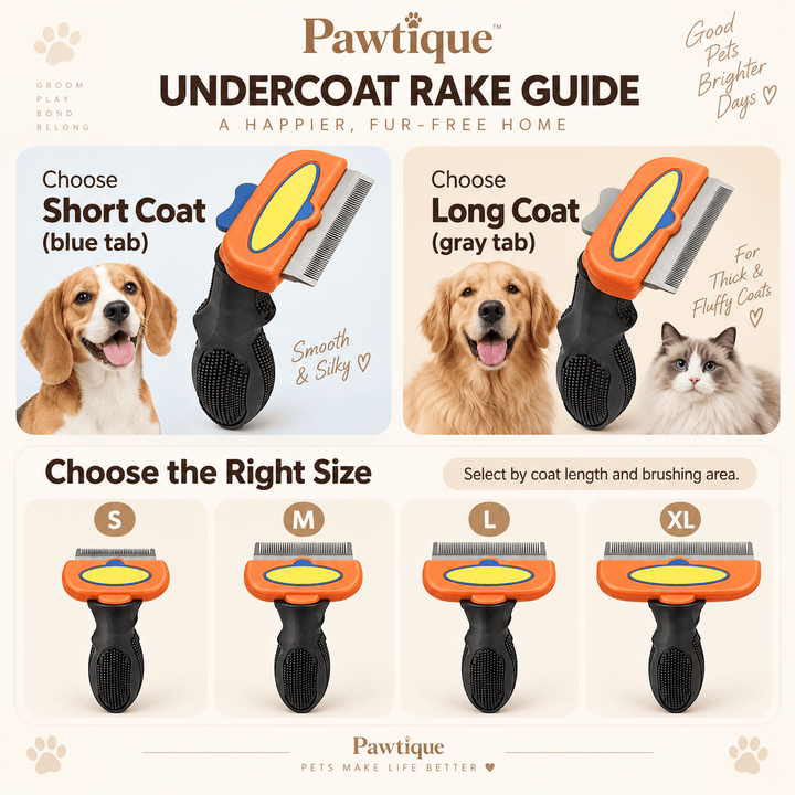 Pawtique UndercoatEase™ One-Click Deshedding Rake - Pawtique