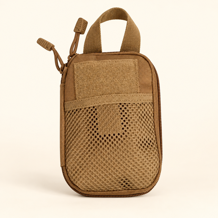 Brown Walking Gear Organizer Pouch on cream background