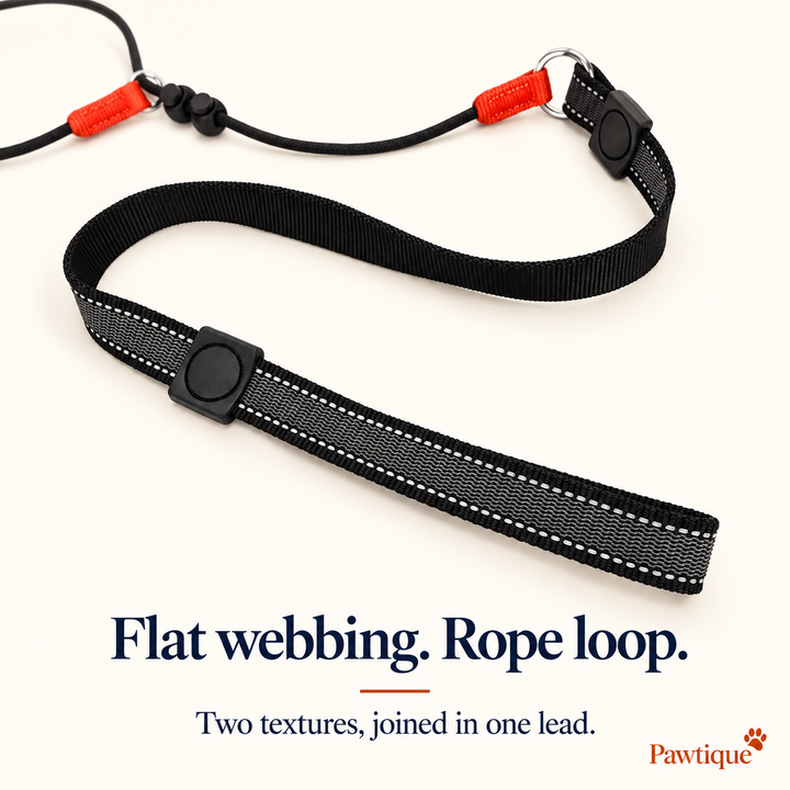 Black style 2 woven handle and its connection to the rope section