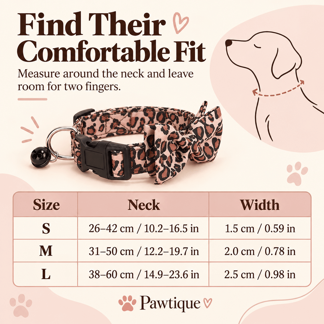 Pawtique WildCharm™ Leopard Bow Pet Collar - Pawtique