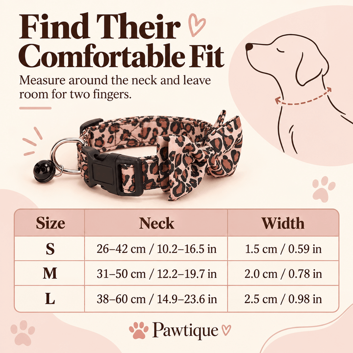 Pawtique WildCharm™ Leopard Bow Pet Collar - Pawtique