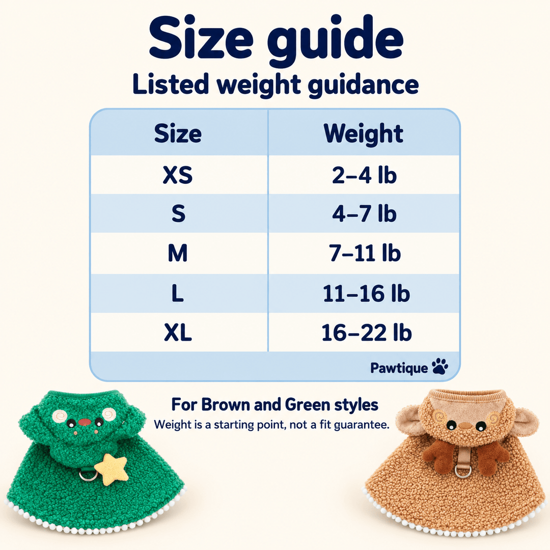 Pawtique Woodland Cheer Fleece Pet Cape - Pawtique