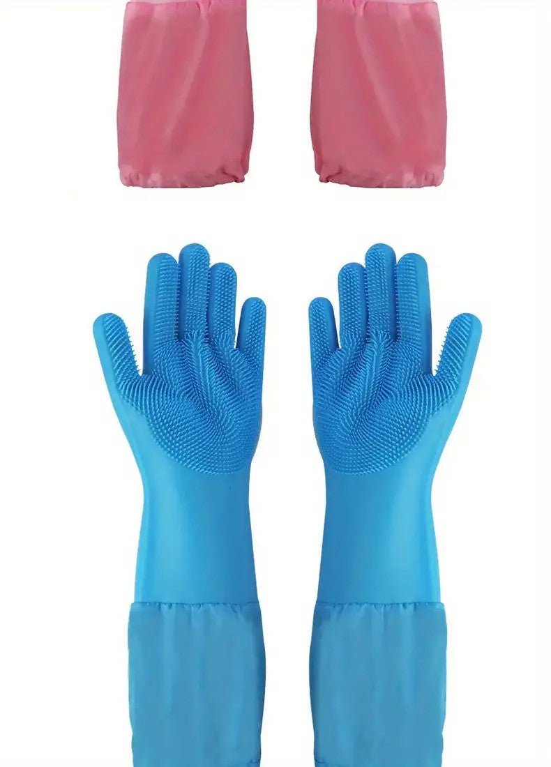Pet Bathing Gloves - Grooming and Massage Brush for Dogs and Cats - Extra Long - Durable and Gentle on Skin - Pawtique