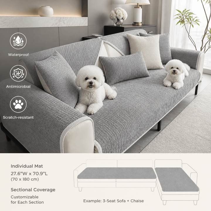 PureGuard Waterproof Antimicrobial Chenille Sectional Cover - Pawtique
