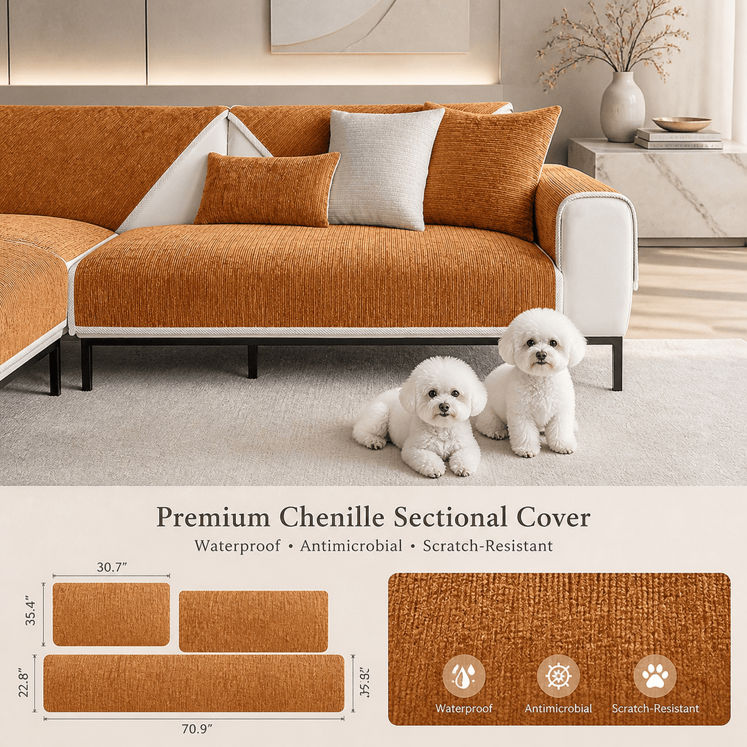 PureGuard Waterproof Antimicrobial Chenille Sectional Cover - Pawtique