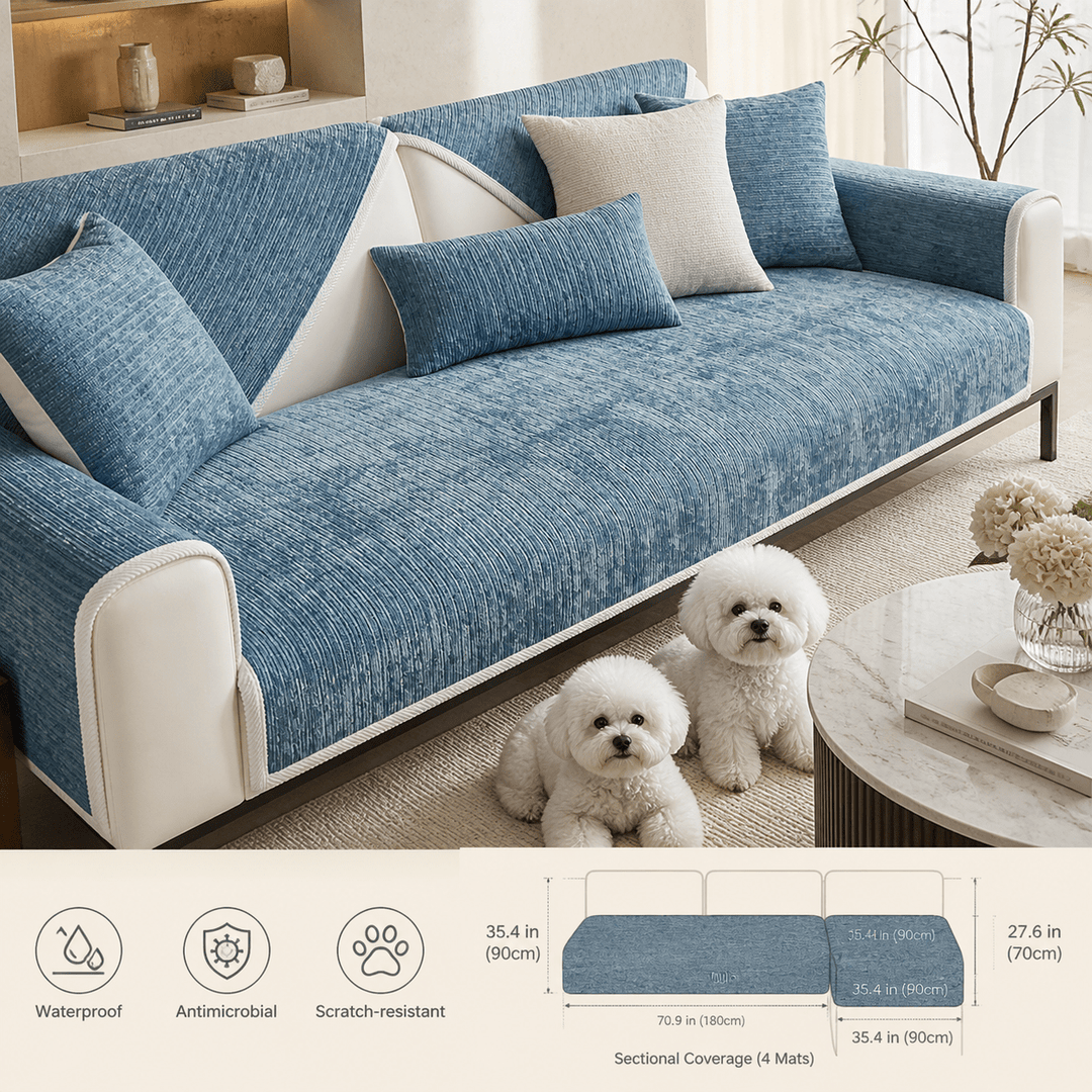 PureGuard Waterproof Antimicrobial Chenille Sectional Cover - Pawtique