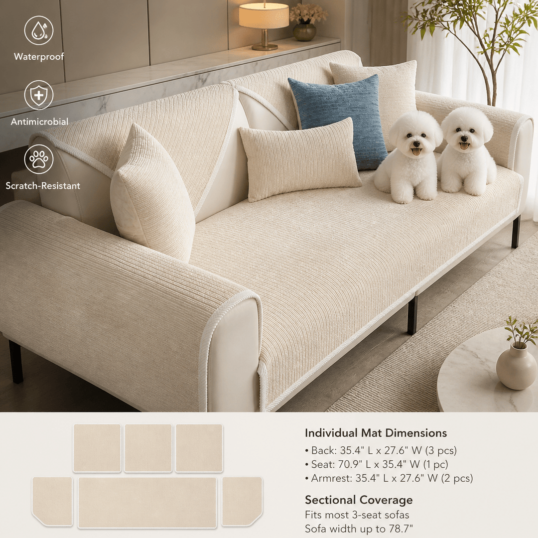 PureGuard Waterproof Antimicrobial Chenille Sectional Cover - Pawtique