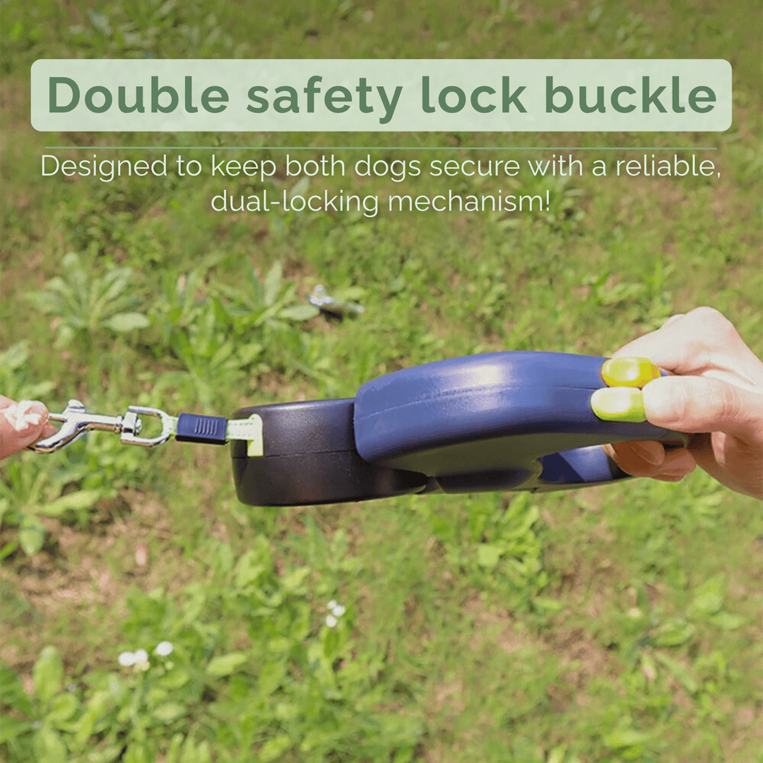 Retractable Double Dog Leash – 360° Rotatable &amp; Anti - Tangle | Reflective 3M Leashes &amp; Brake System - Pawtique