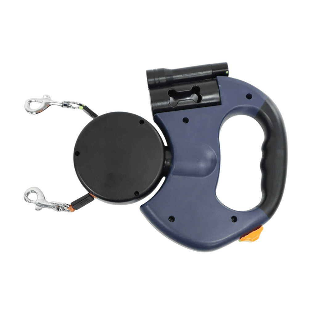 Retractable Double Dog Leash – 360° Rotatable &amp; Anti - Tangle | Reflective 3M Leashes &amp; Brake System - Pawtique