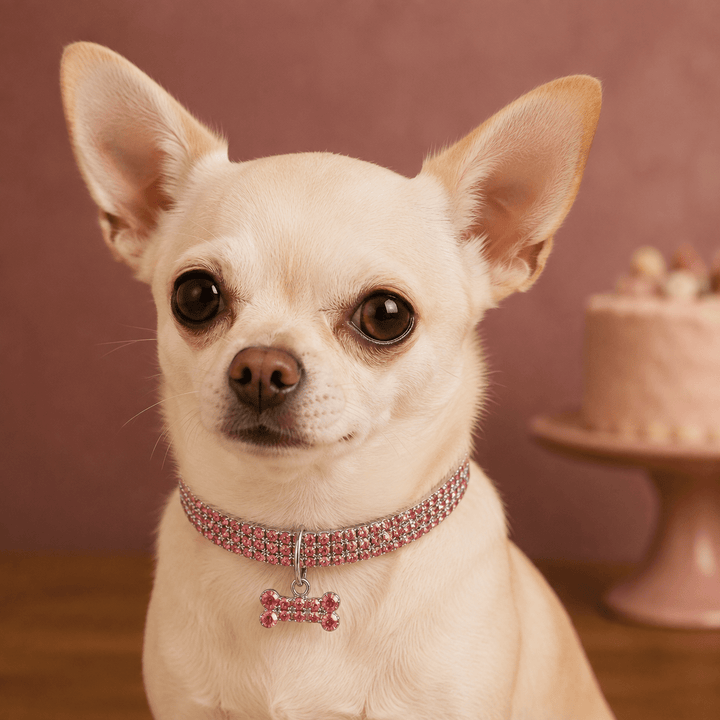 Rhinestone Bone Charm Collar - Pawtique
