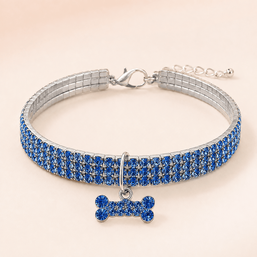 Rhinestone Bone Charm Collar - Pawtique