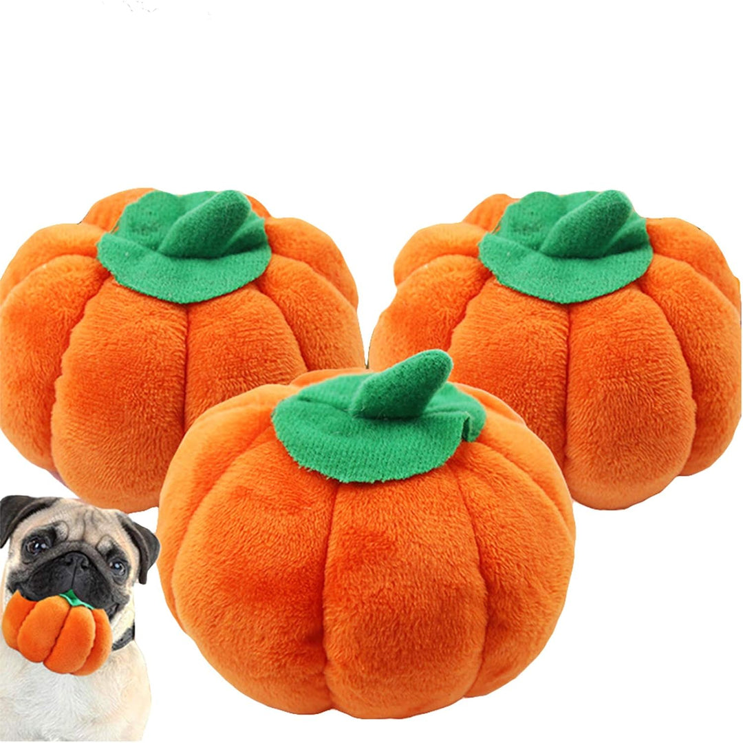 SEIS 3 Pcs Pumpkin Dog Chew Toys Pet Squeaky Toy Halloween Plush Cat Playing Toys (3 Pcs) - Pawtique