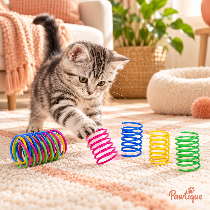 Pawtique spiral spring cat toys lifestyle