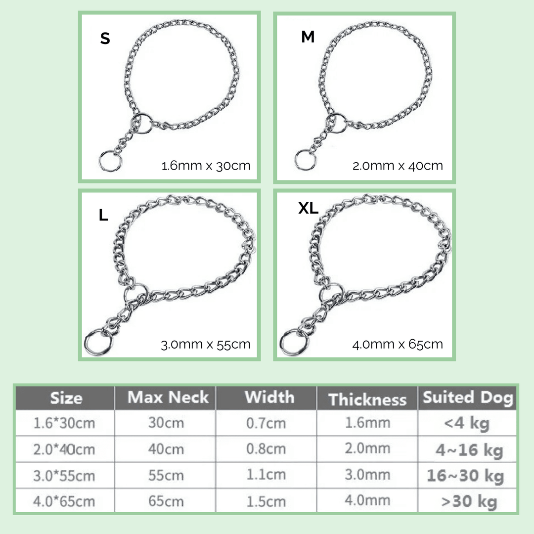 Stainless Steel Slip Chain – Adjustable Steel Collar - Pawtique