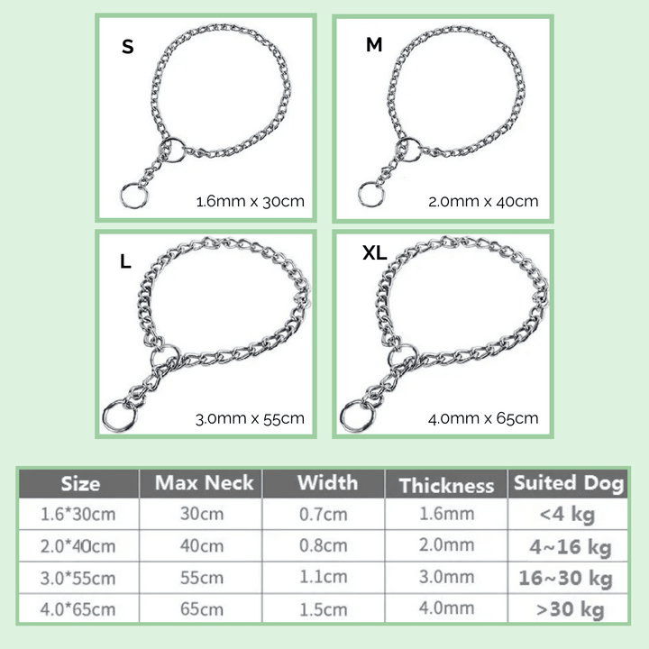 Stainless Steel Slip Chain – Adjustable Steel Collar - Pawtique
