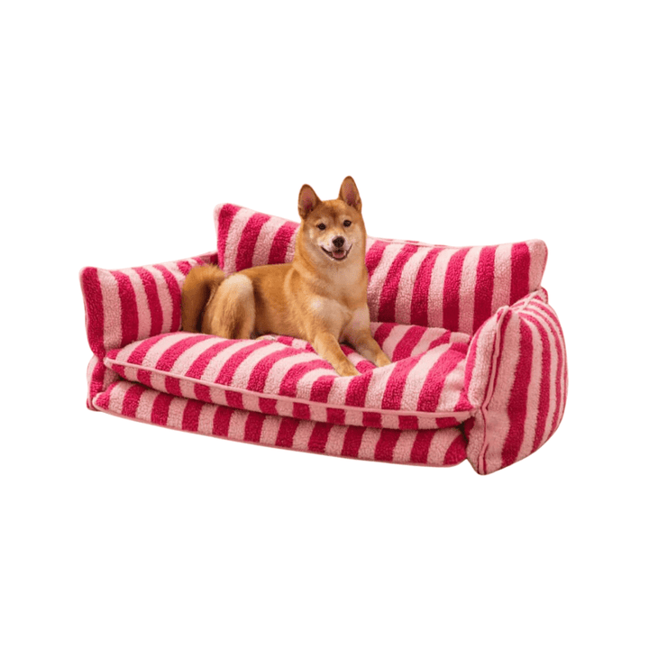 Striped Faux Lambswool Double Layer Sofa - Pawtique