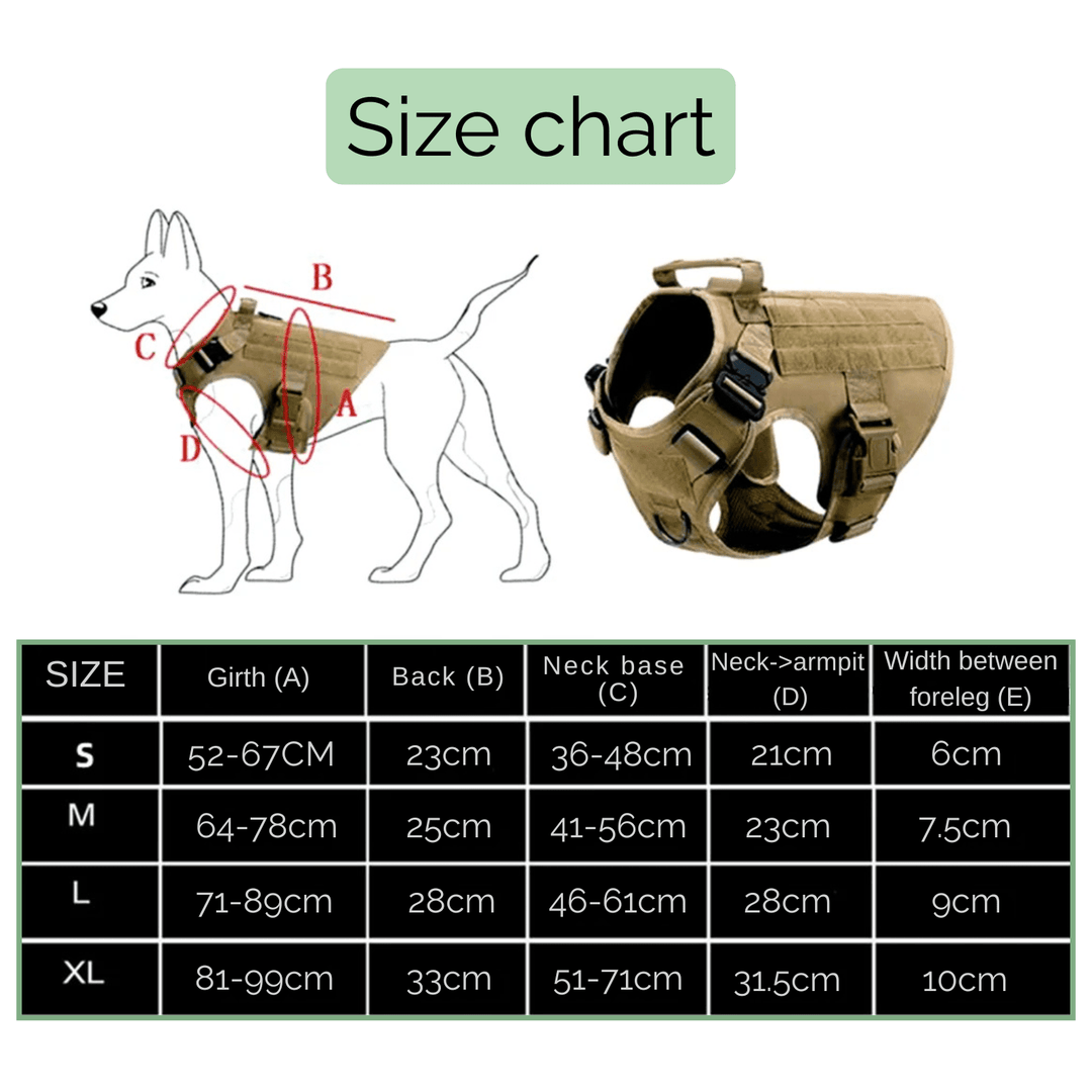 Tactical Dog Harness with Leash – Military Vest for Dogs - Pawtique