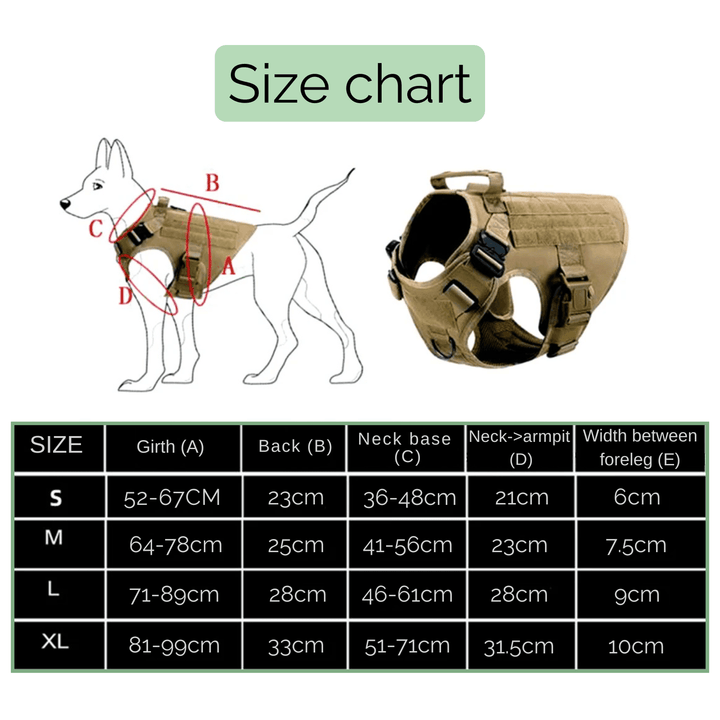 Tactical Dog Harness with Leash – Military Vest for Dogs - Pawtique