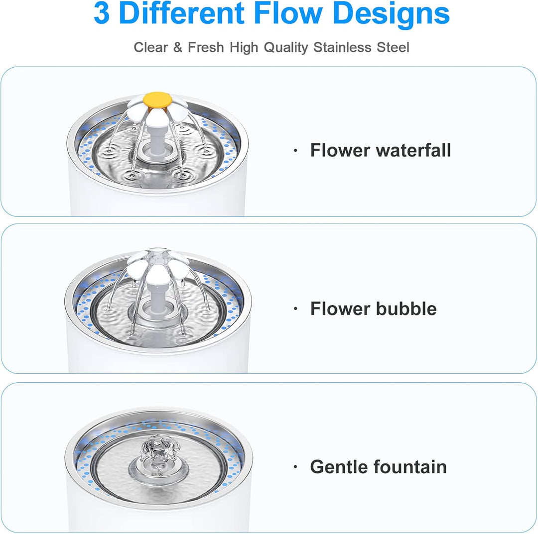 Water Fountain High - grade stainless - steel Upgraded pump with LED light - Pawtique