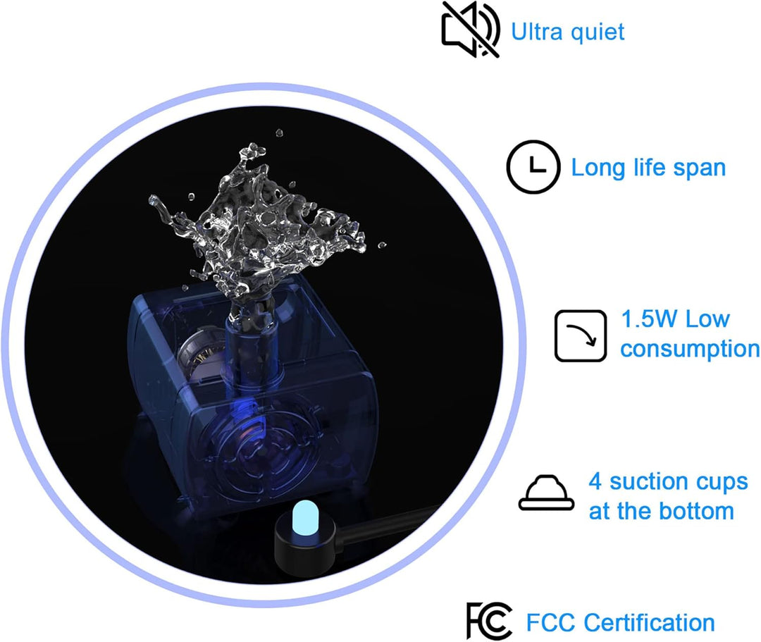 Water Fountain High - grade stainless - steel Upgraded pump with LED light - Pawtique