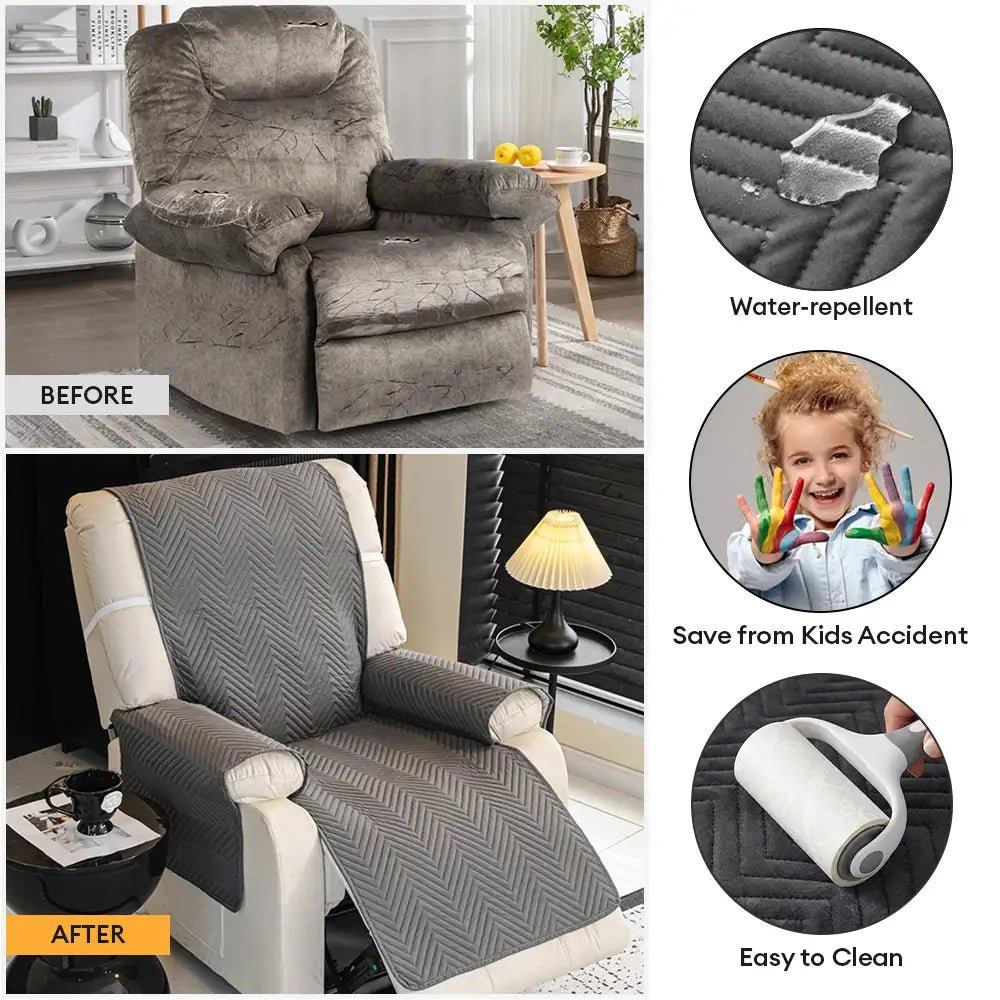 Water-Repellent Furniture Protection Recliner Couch Cover with Elastic Straps - Classic W - Pawtique