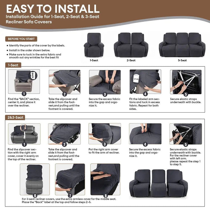 Water-Repellent Scratch-Resistant Elastic Full-Coverage Recliner Couch Cover - Pawtique