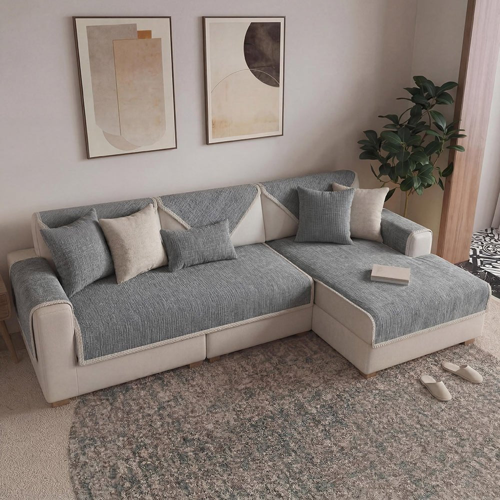 Waterproof Antimicrobial Simple Chenille Fabric Anti-scratch Sectional Couch Cover - Pawtique