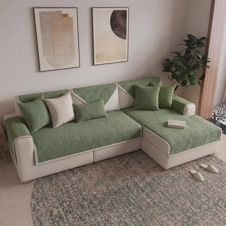 Waterproof Antimicrobial Simple Chenille Fabric Anti-scratch Sectional Couch Cover - Pawtique