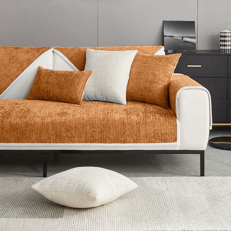 Waterproof Antimicrobial Simple Chenille Fabric Anti-scratch Sectional Couch Cover - Pawtique