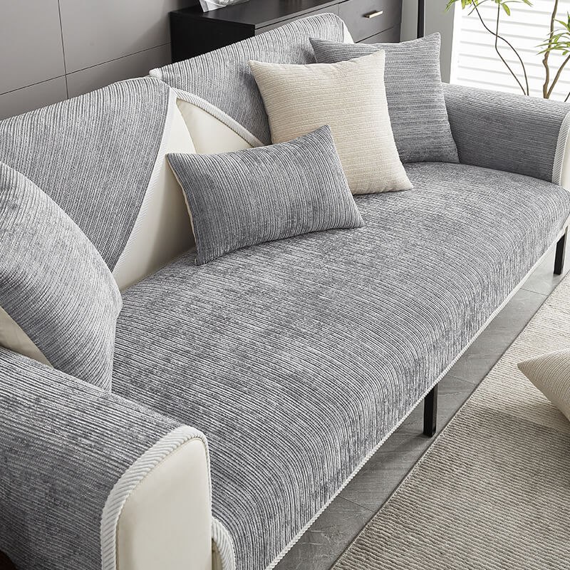 Waterproof Antimicrobial Simple Chenille Fabric Anti-scratch Sectional Couch Cover - Pawtique