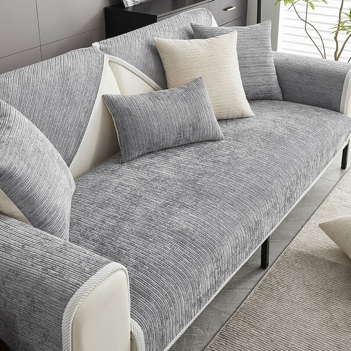 Waterproof Antimicrobial Simple Chenille Fabric Anti-scratch Sectional Couch Cover - Pawtique