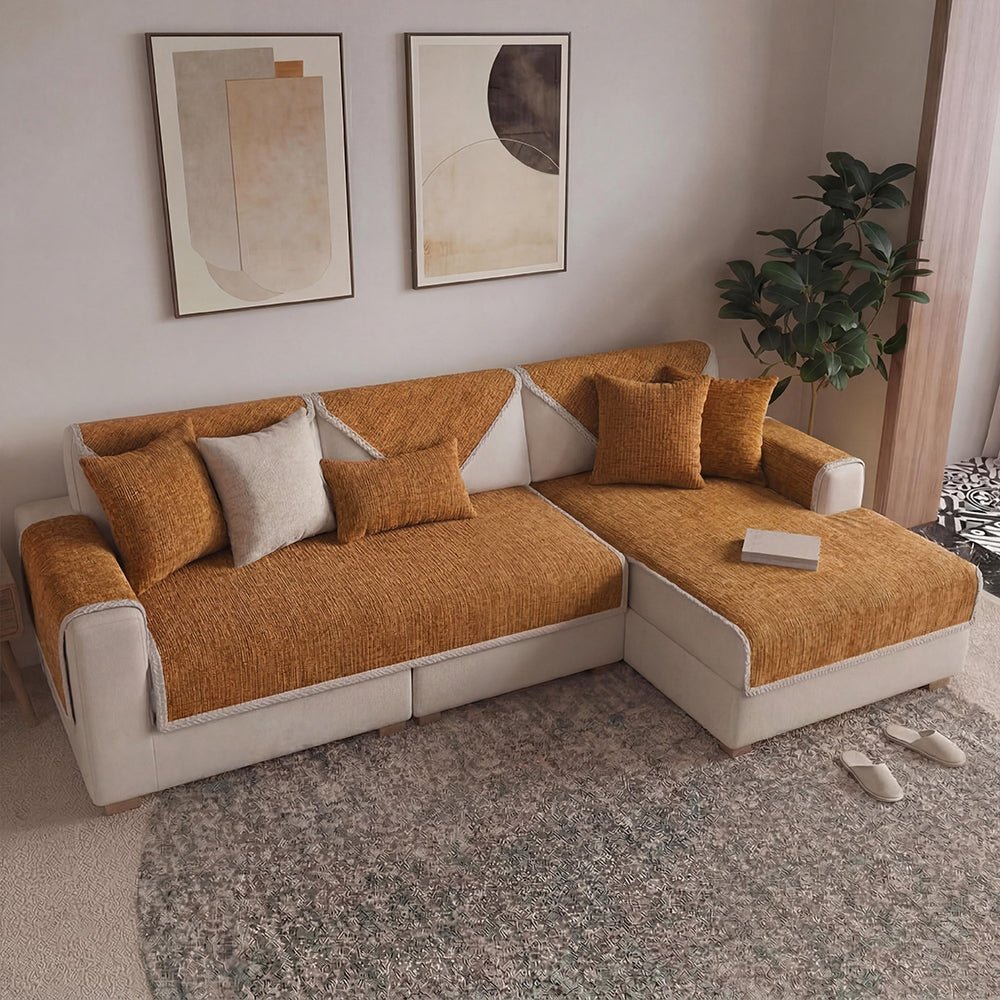 Waterproof Antimicrobial Simple Chenille Fabric Anti-scratch Sectional Couch Cover - Pawtique